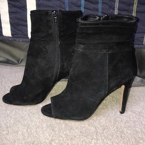 Black Stiletto Open Toe Booties